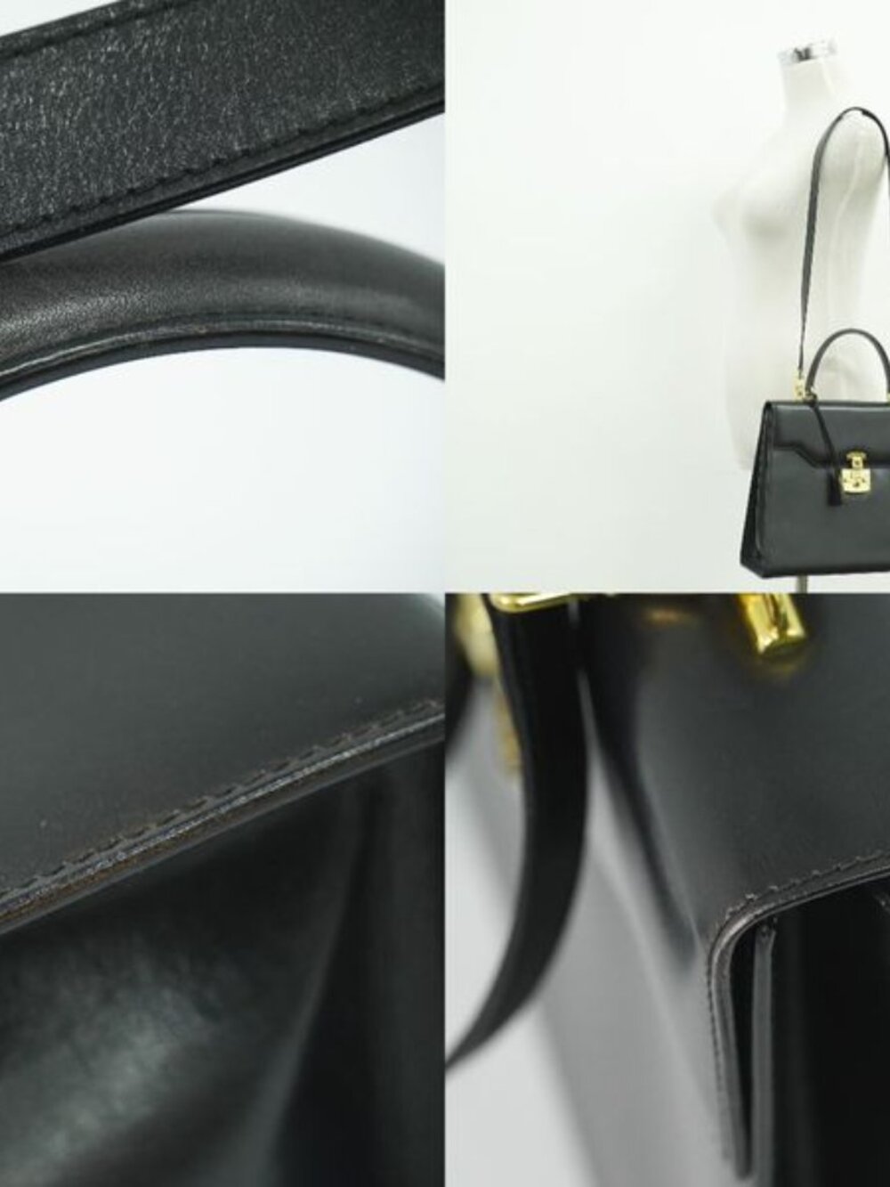 ★SOLD★ Gucci Lock 2-Way Shoulder Bag Leather Black Outside - Picture 6 of 9